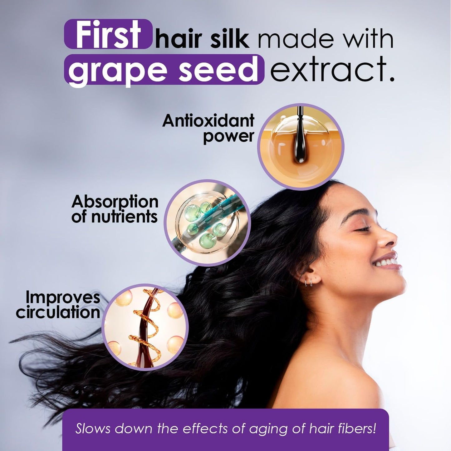 OURO Anti-Frizzy Hair Silk with Grape Seed Extract - Restores, Strengthens, Smooths, Provides Extreme Protection, Prevents Split