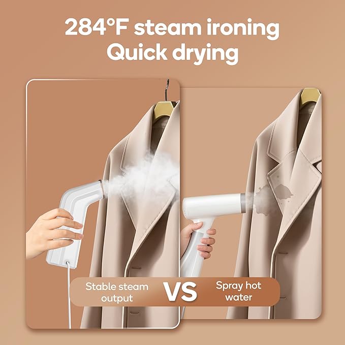 Travel steamer for clothes,100V-240V dual voltage steamer & iron 2 in 1,integrated 170ml tank 25s fast heat-up,1.2lbs portable fabric iron,handheld steaming wrinkles remover for garments(Panda colors)