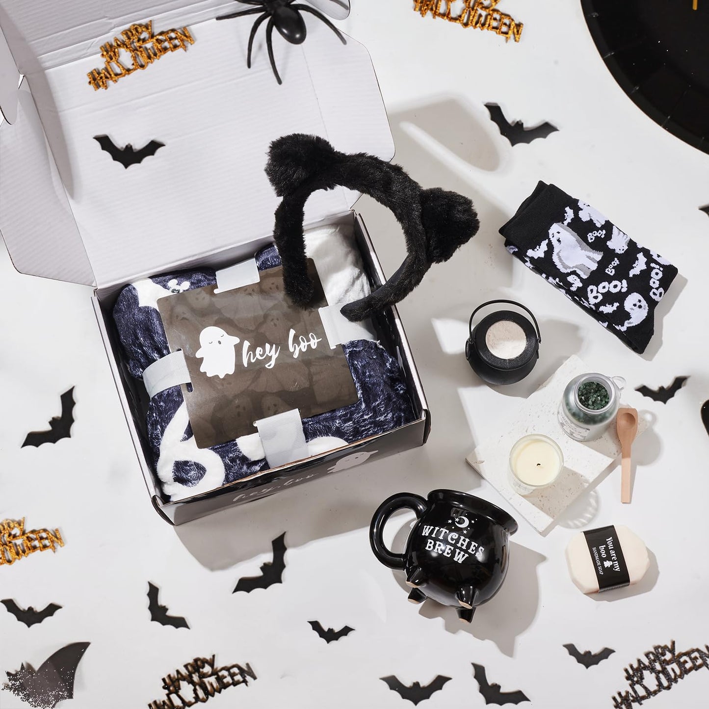 Boo Basket Gifts for Women Teen Girls, Boo Basket Stuffer With Witch Brew Mug Boo Throw Blanket Relaxing Sap Gifts for Family Friends