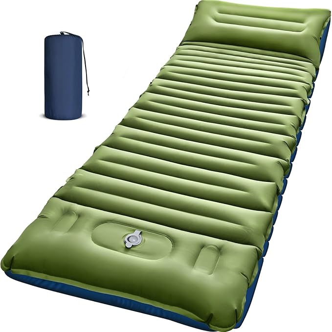 Myxslop Camping Sleeping Pad, Thick 5 Inch Camping Mat with Pillow Built-in Foot Pump Ultralight Inflatable Sleeping Pads ...