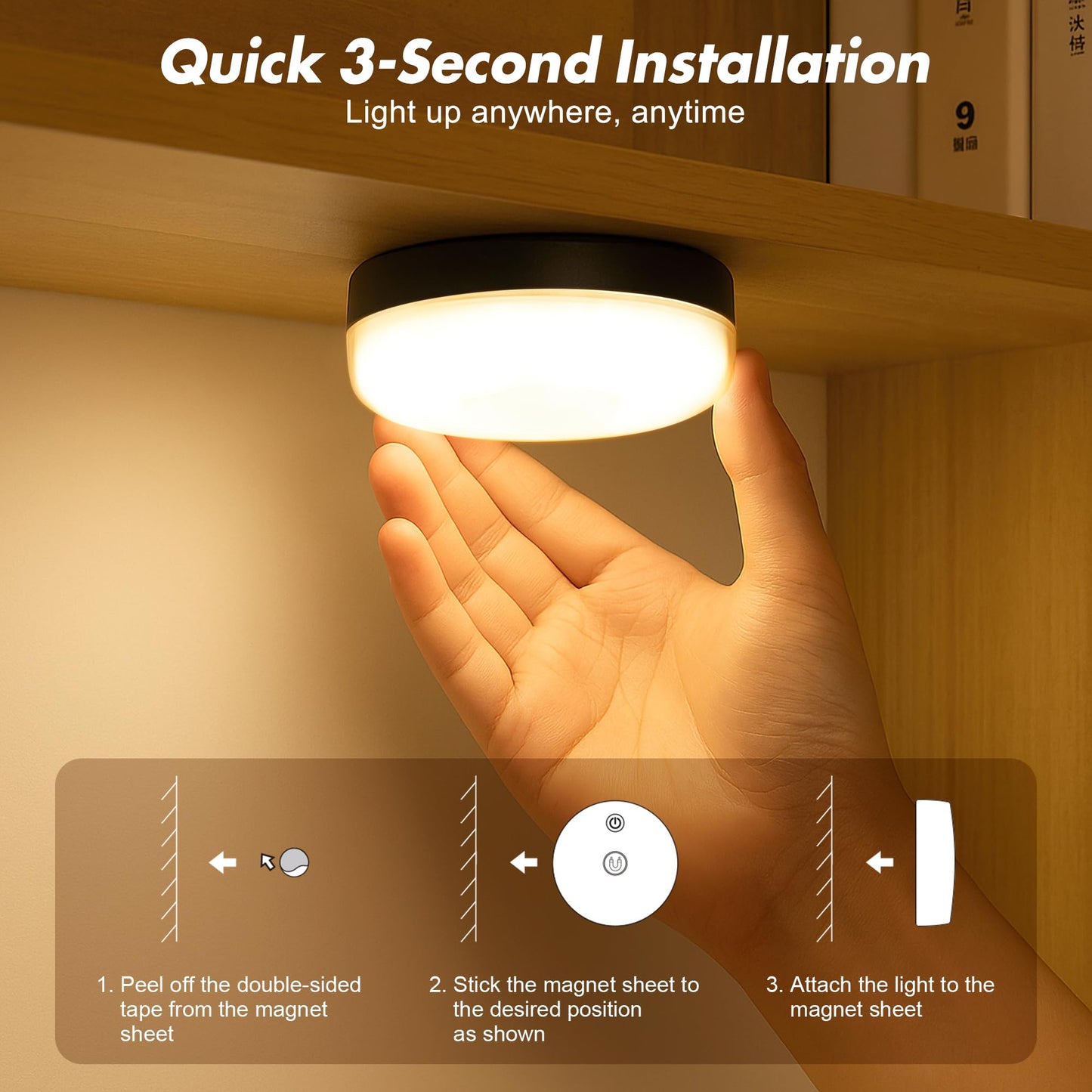 4-Pack Rechargeable Shower Lights for Inside Shower, 15 RGBW Color Changeable Waterproof Lights for Shower with Remote(Dimmable＆Timer), Wireless LED Mood Lighting for Bathroom, Closet, Bedroom, Party