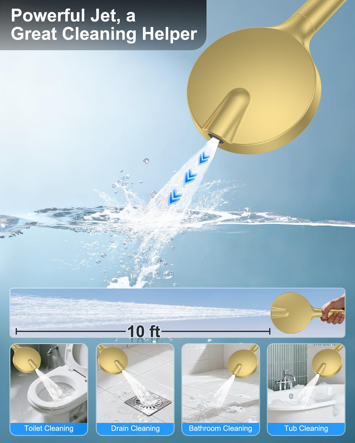 KOJOX Brushed Gold Dual Shower Head System – 11" Ceiling Rainfall + 6" Wall Mount Heads, 6-Mode Handheld Spray, Push-Button Diverter Faucet Set
