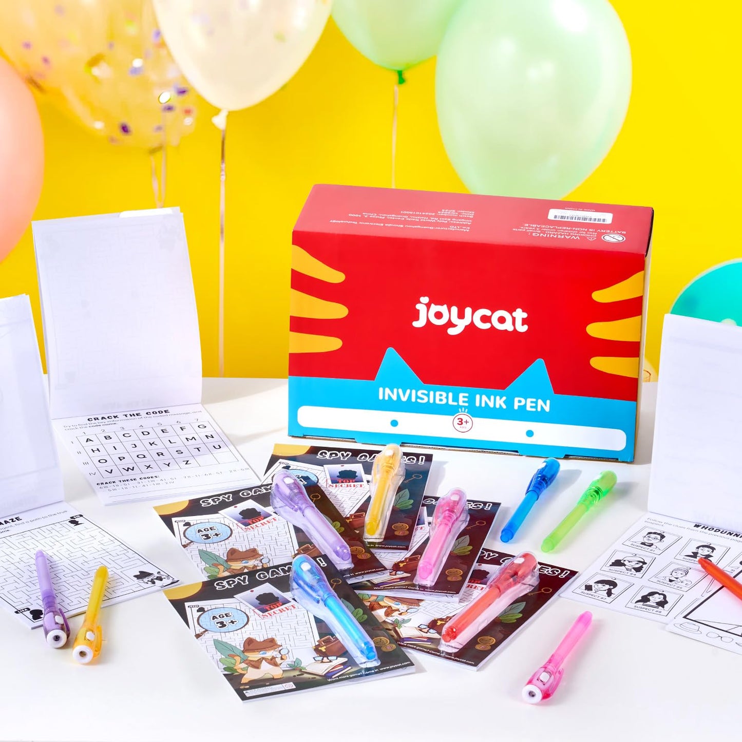 JoyCat 24 Pcs Invisible Ink Pens with UV Light for Kid, Valentines Spy Pen Party Favors for Kids 4-8 8-12,Goodie Bags Stuffers for Boys Girls