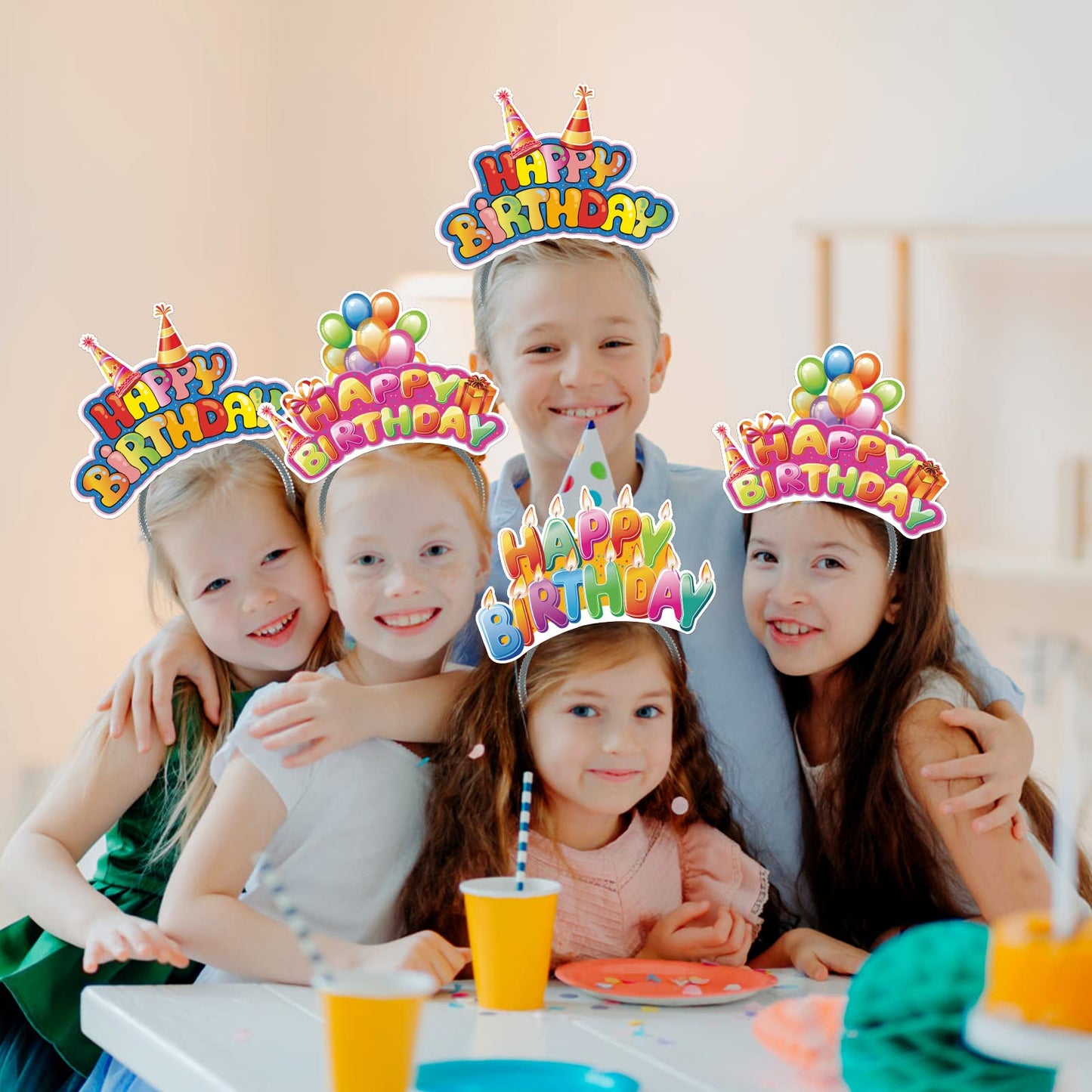 KKBES 12 Pack Party Headbands, Paper Hats for Adults and Kids, 3 Patterns