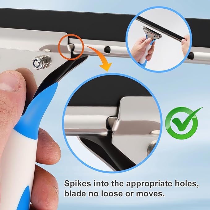 6.5 Feet Window Cleaning Kit with Extension Poles, Window Cleaner Tool with 14’’ Silicone Squeegee, 14’’ Microfiber Scrubber & Cloth, Window Washing Equipment for Indoor/Outdoor Windows