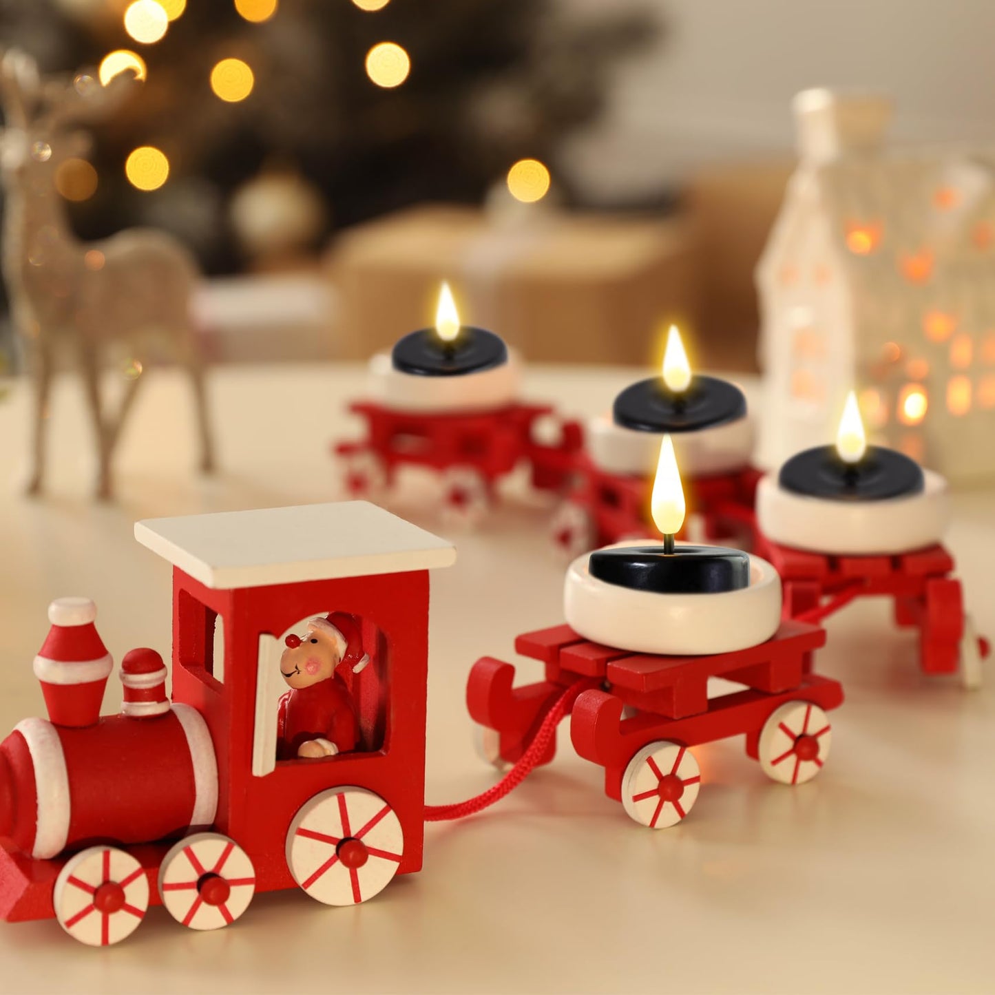 Eywamage Black Flameless Wax Tealights with Remote Batteries, Flickering LED Halloween Tea Candles Set of 10