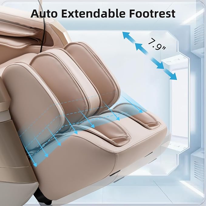 MassaMAX MT339 4D Massage Chair, Full Body Shiatsu Recliner with Electric Extendable Footrest, Zero Gravity, SL Track, Deep Yoga Stretch, 15 Modes, AI Voice Control, Foot Rollers, and Heating (Golden)
