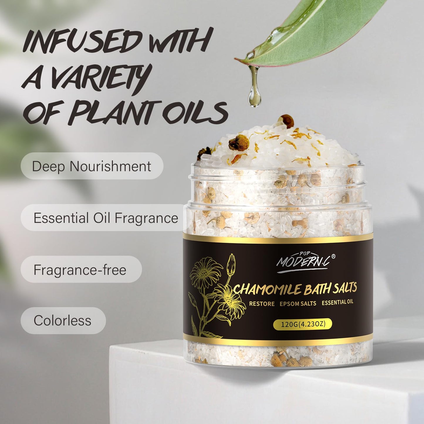 Epsom Bath Salts Gift Set for Soaking 4pcs Bath Salts with Essential Oils for Women Relaxing Lavender Eucalyptus Rose Chamomile Bath Set for Women Luxury Spa Birthday Mother's Day Christmas Gift