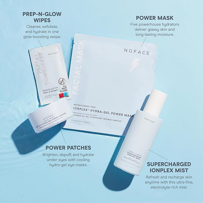 NuFACE IonPlex Hydra-Gel Power Under Eye Patches - Gel Under Eye Mask for Puffy Eyes & Dark Circles - Cooling Wrinkle Patches & Hydrating Treatment Pads to Energize, Brighten & Tighten (60 Count)