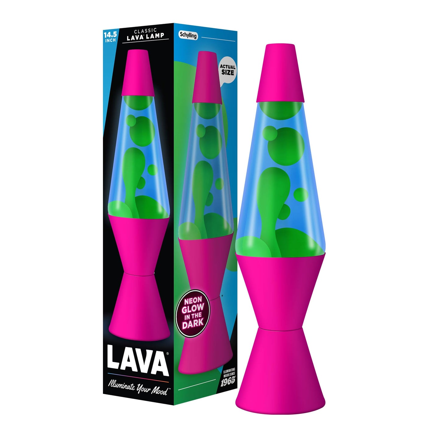 Lava The Original Lamp - 14.5" Neon Pink - Classic Liquid Motion Lamp - Green/Yellow and Blue Liquid - Item #2383 (Amazon Exclusive)