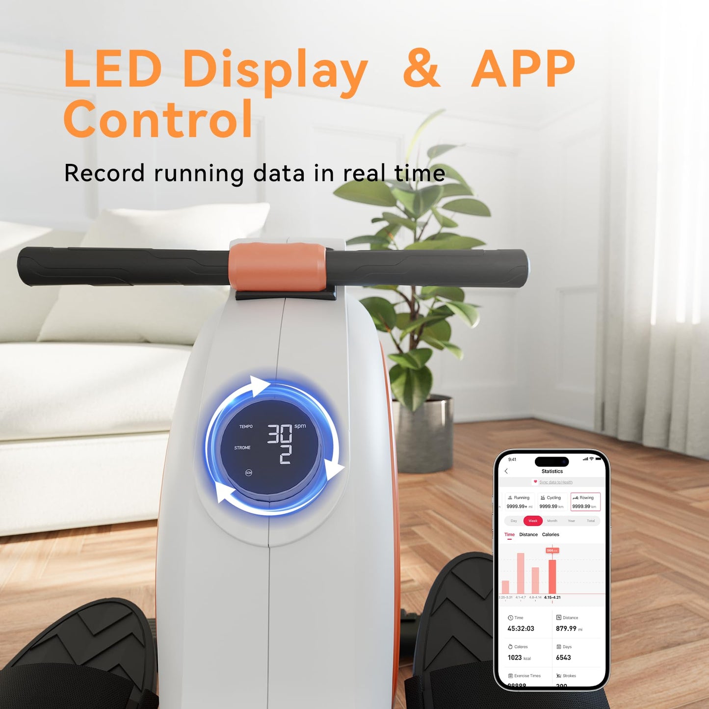 Superun Rowing Machines for Home, Magnetic Rowing Machine with 32 Levels, Rower Machine of Quiet Resistance & 300LBS Weight Capacity, Row Machine with LED Display, App Supported and Comfortable Seat