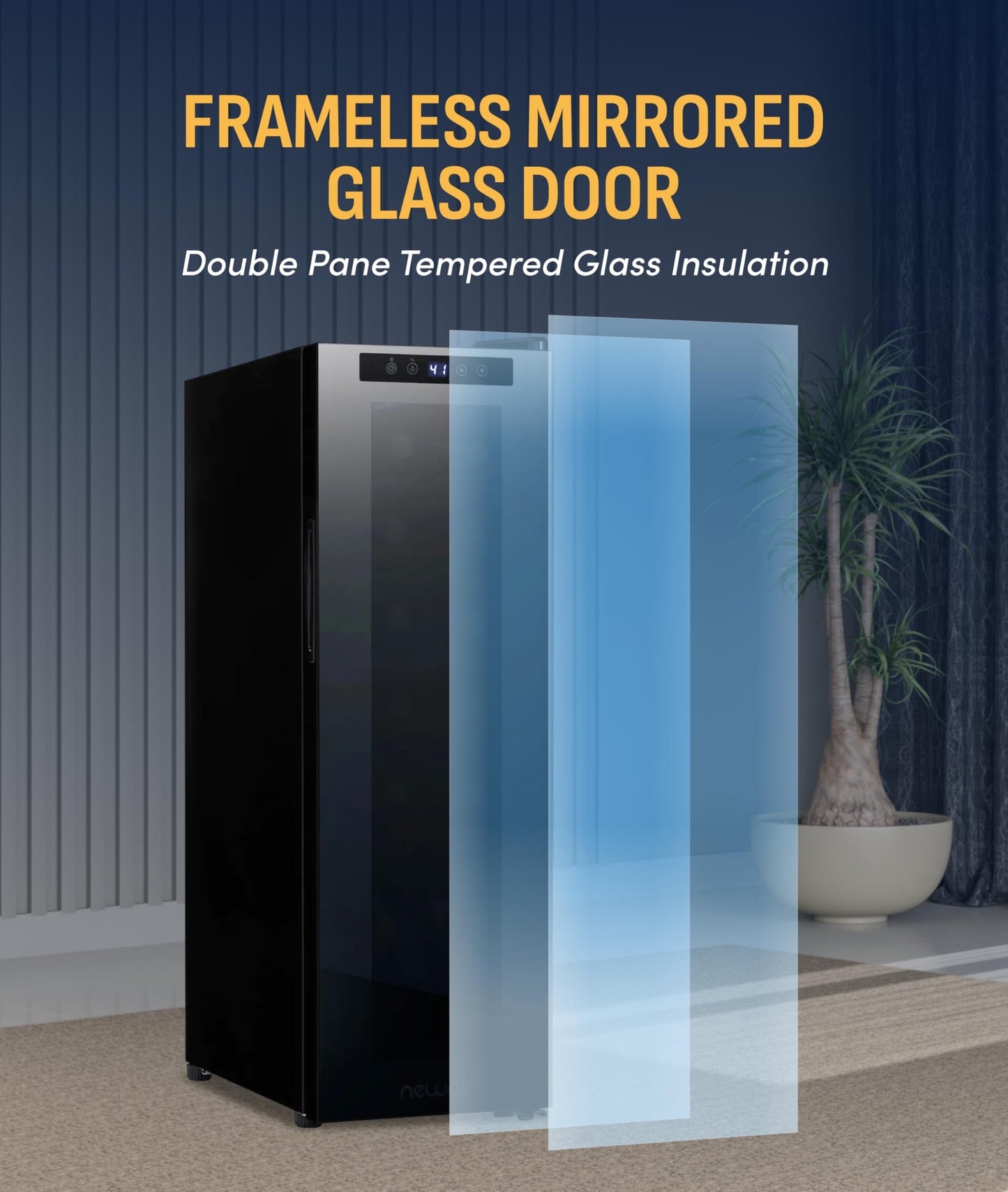 NewAir 10" Wine Fridge for 12 Bottles | Freestanding Wine Cooler Refrigerator with Glass Door | Compact Countertop Storage with Precision Cooling & Quiet Operation | Black