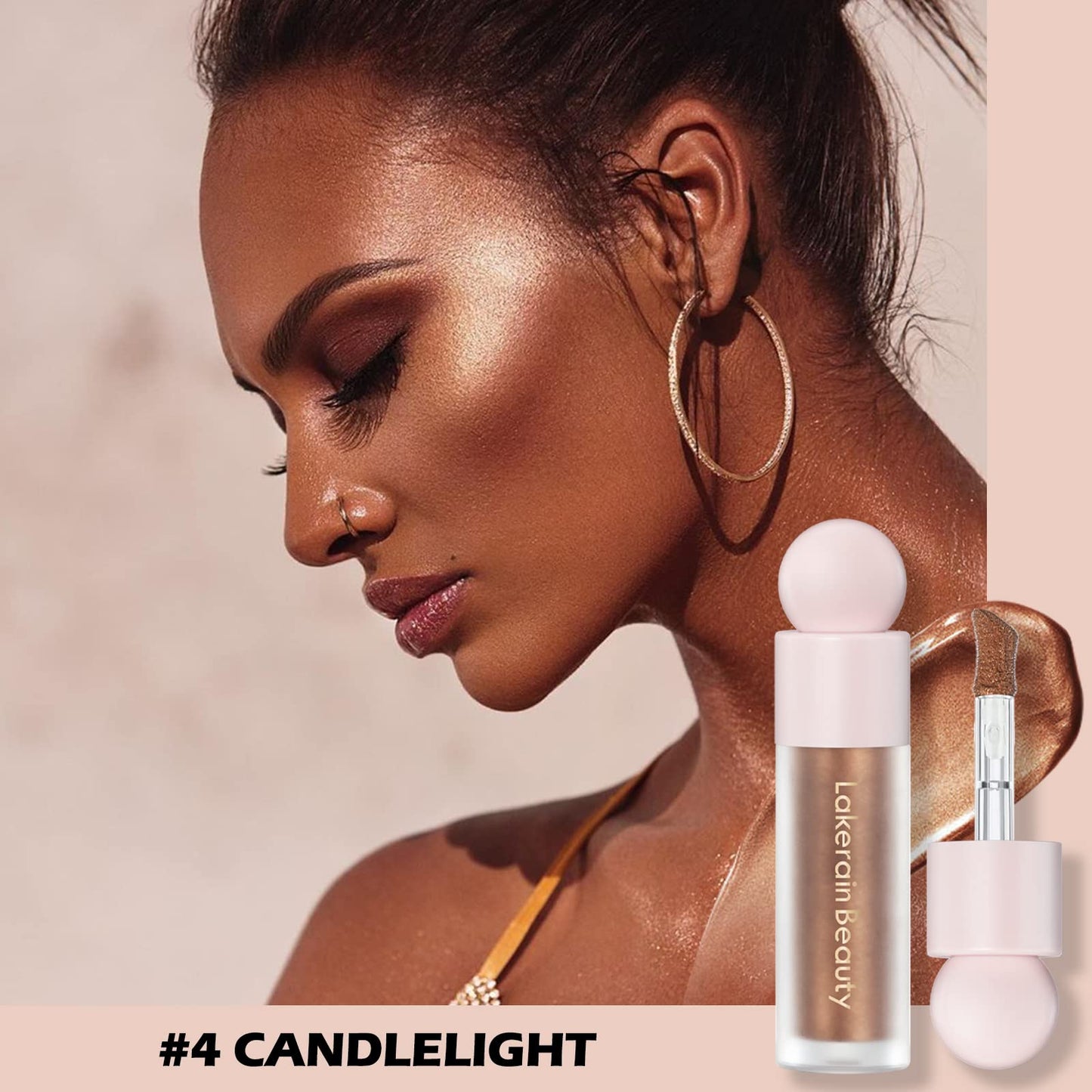 Erinde Liquid Highlighter, Face Highlighter Bronzer Makeup Stick, Natural Glossy Finish, Lightweight Blendable Silky Smooth Crea