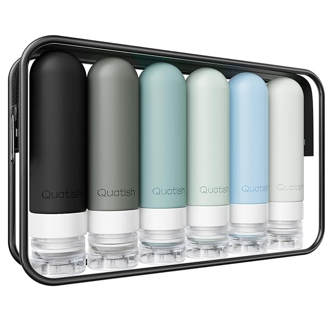 Quatish Travel Bottles for Toiletries 6 Pack, Original Patented Leakproof 3 oz Tsa Approved Travel Size Containers, BPA Fr...