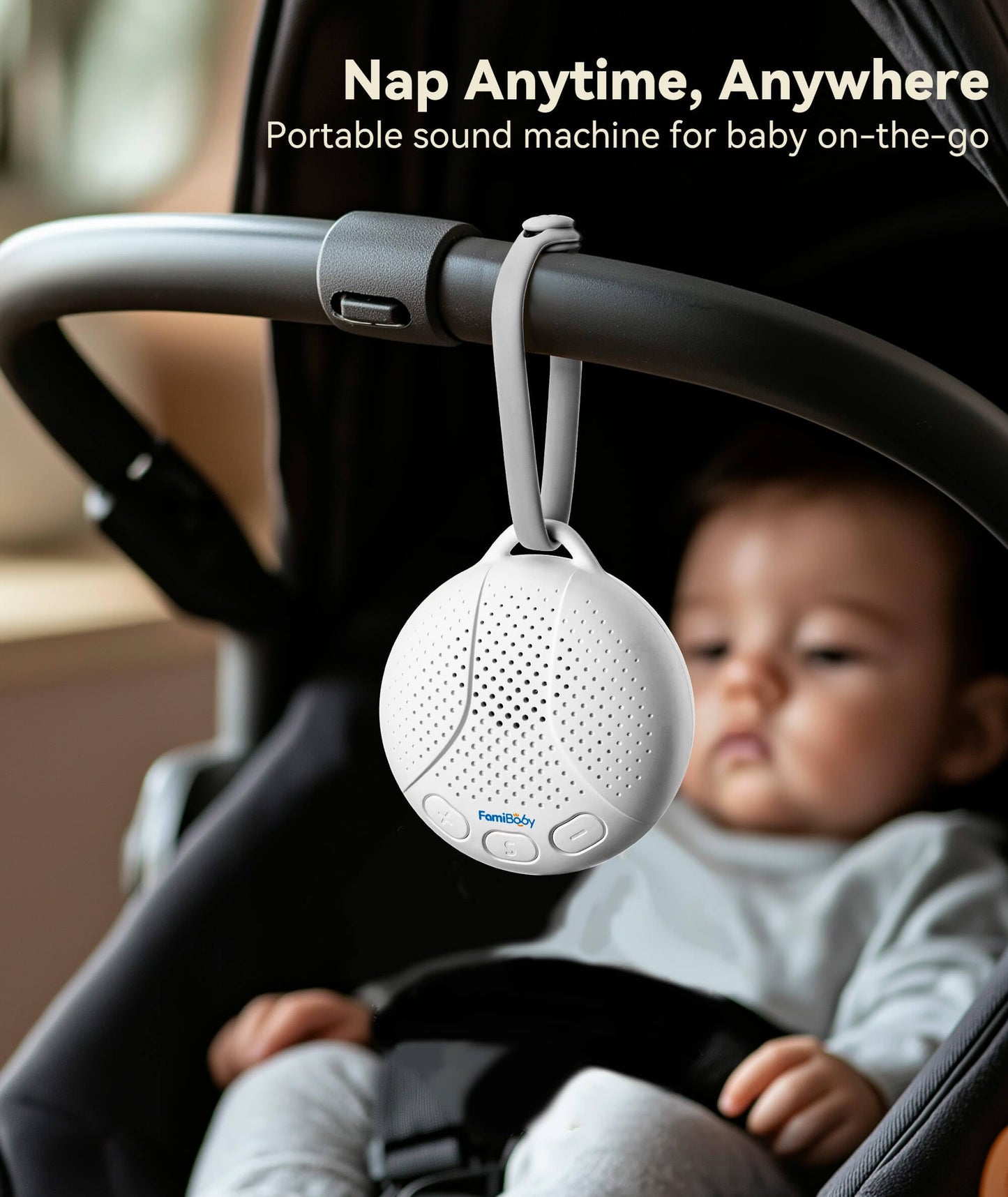 FamiBaby Portable Sound Machine for Baby - White Noise Machine with Night Light for Nursery | 16 Soothing Sounds | Shush | Travel | Registry Gift | Sleep Soother | Baby Shower