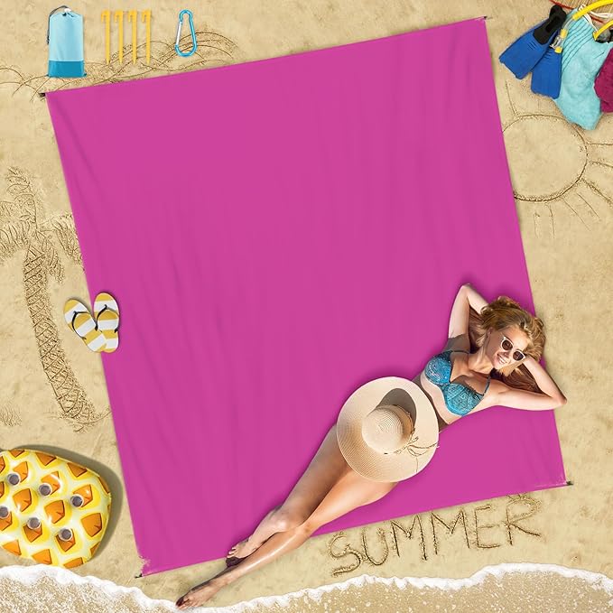 Beach Blanket 78''×110'' Suits 1-7 Adults Waterproof Sandproof Lightweight Oversized Large Picnic Mat Blanket for Beach Tr...