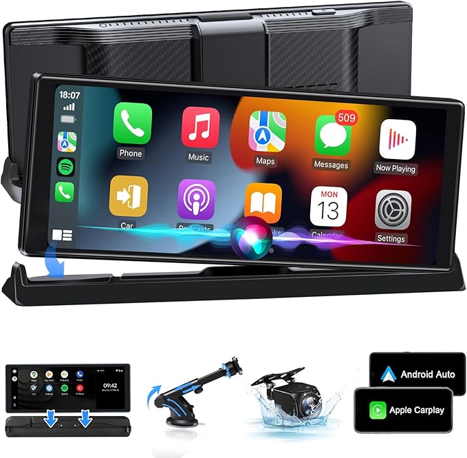 【Exclusive Bracket】 10.26" Apple Carplay Screen for Car Wireless Apple Car Play & Android Auto with Backup Camera GPS Navi...
