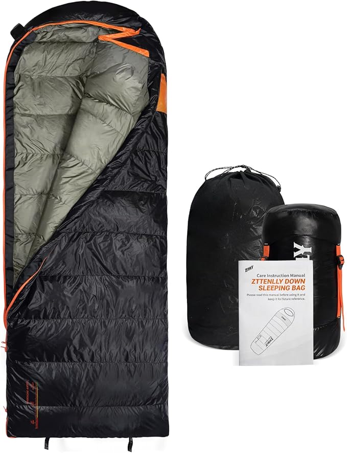 ZTTENLLY Down Sleeping Bag for Adults - Lightweight and Compact for Backpacking, Camping and Hiking - 550/600 FP, 0/20/30 ...