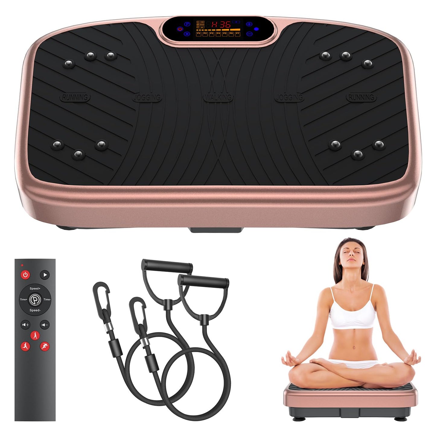 WATEYA Vibration Plate Exercise Machine Vibrating Platform for Fun Lymphatic Drainage and Weight Loss, Vibrant Home Workout Equipment with 1-200 Speeds, Stylish Fitness Gear (Pink)