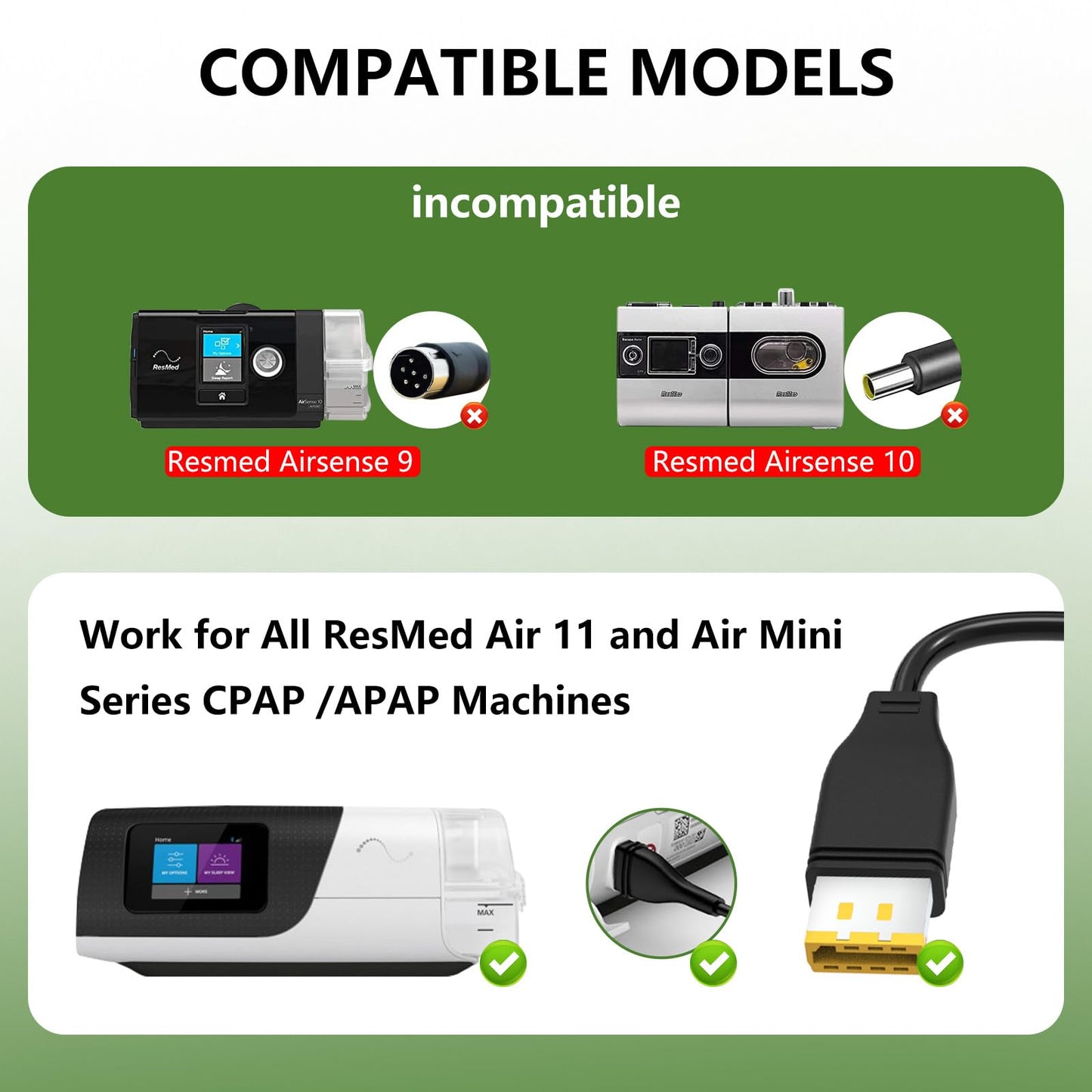 Power Supply for Resmed AirSense 11 DC Converter,65W 12V-24V Car Charger Adapter Compatible with AirSense 11 AutoSet/Elite,AirMini,Air11 39205 E1399 CPAP Machine Power Cord