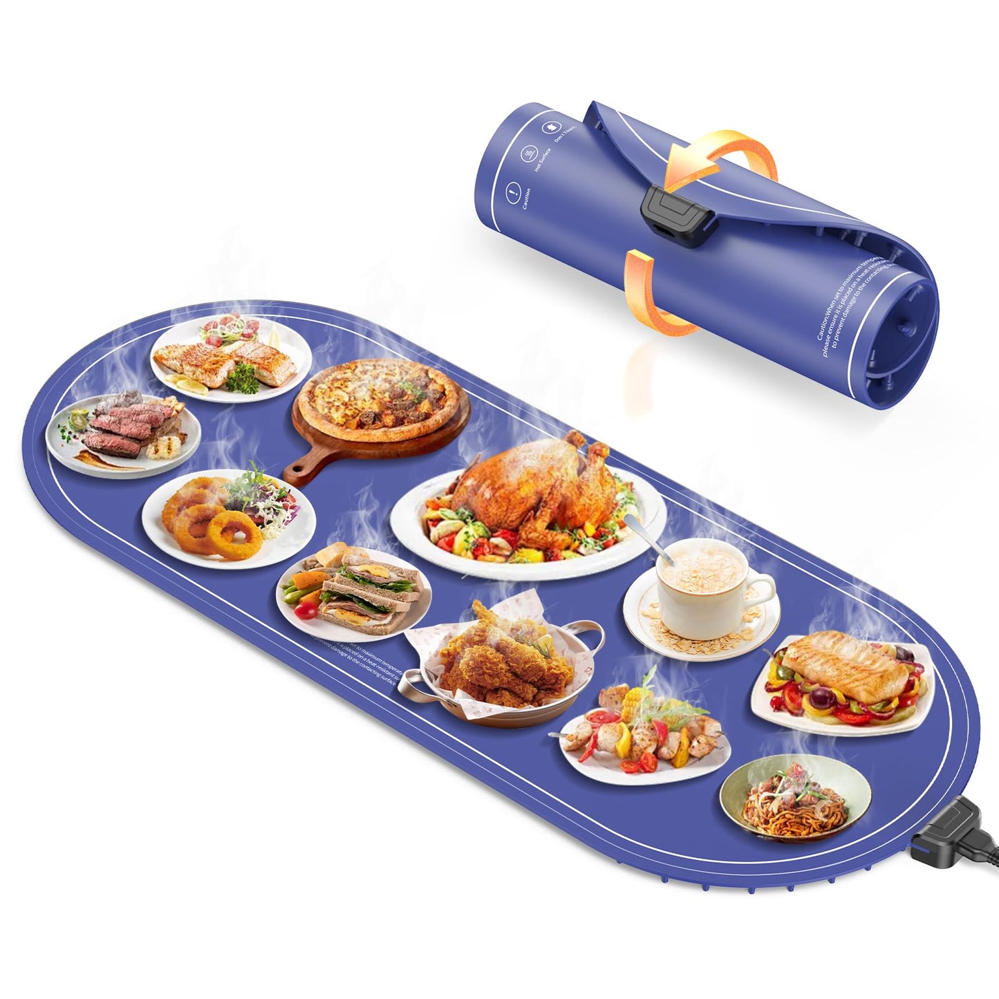 Warming Mat for Food Extra Large, 36"x15" Food Warming Mat with Heat Insulation Pad, Silicone Heating Mat for Food, Rollable & Portable, Food Warmers for Parties Buffet,Gatherings,Everyday Use