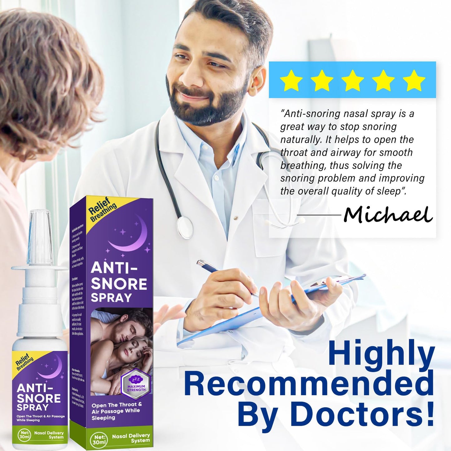 Anti Snoring Spray, Anti Snoring Devices, Fast Snoring Stop Drops for Better Sleep Effective Snoring Solution, Helps Open The Throat & Air Passage While Sleeping