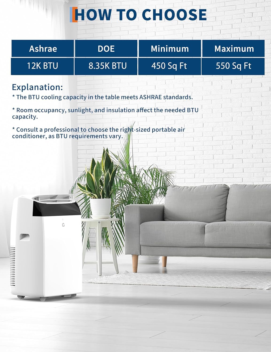 12000 Btu Portable Air Conditioners, 3-In-1 Free Standing Cooling Ac Unit With Fan & Dehumidifier, Quiet Air Condicionado Coolin