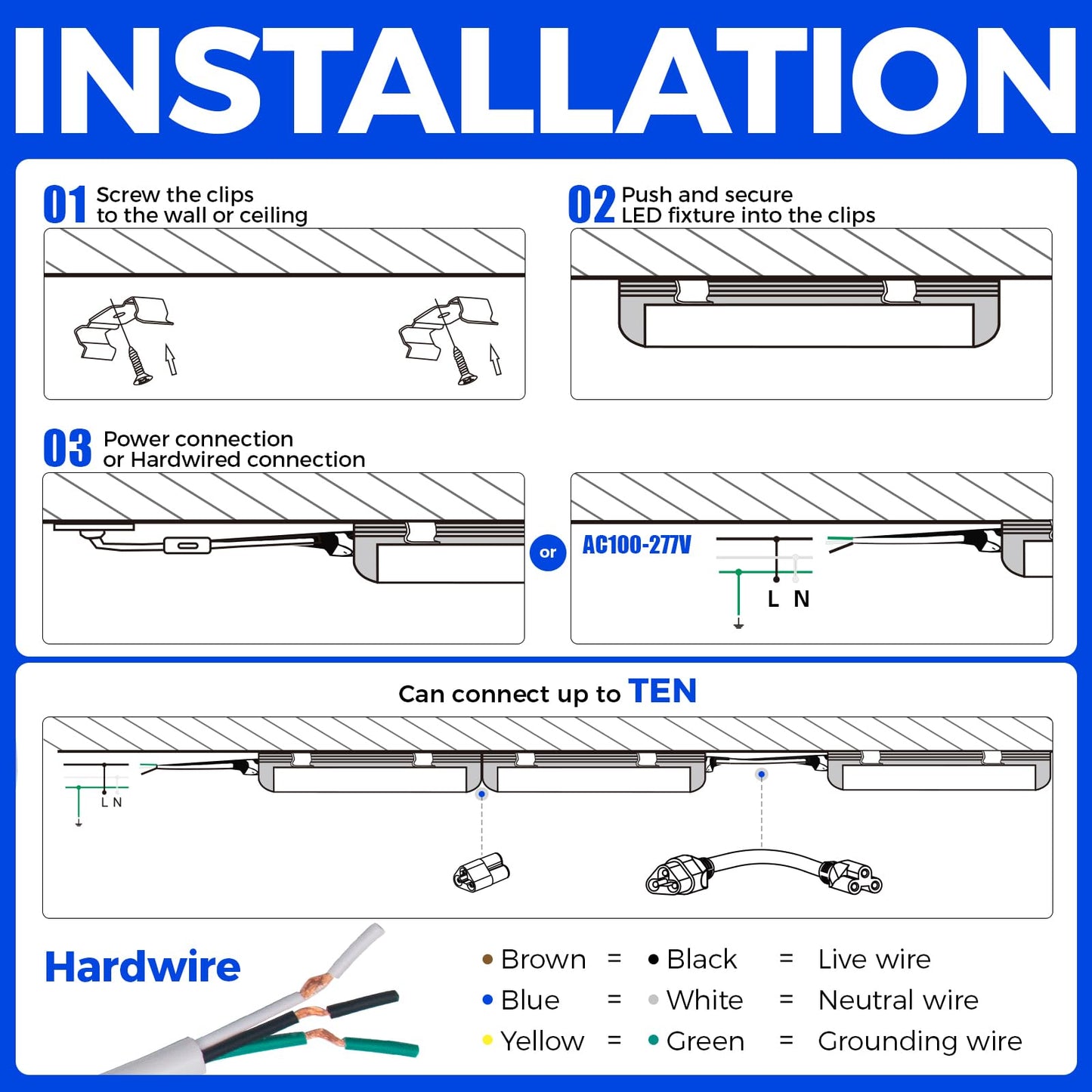 Barrina LED Shop Lights 2FT, 20W 3000LM 5000K, T8 LED Light Fixture, Clear Cover, Ceiling and Utility Shop Light, Linkable Tube Lights for Room, Garage, Workbench, Warehouse, 2 Packs