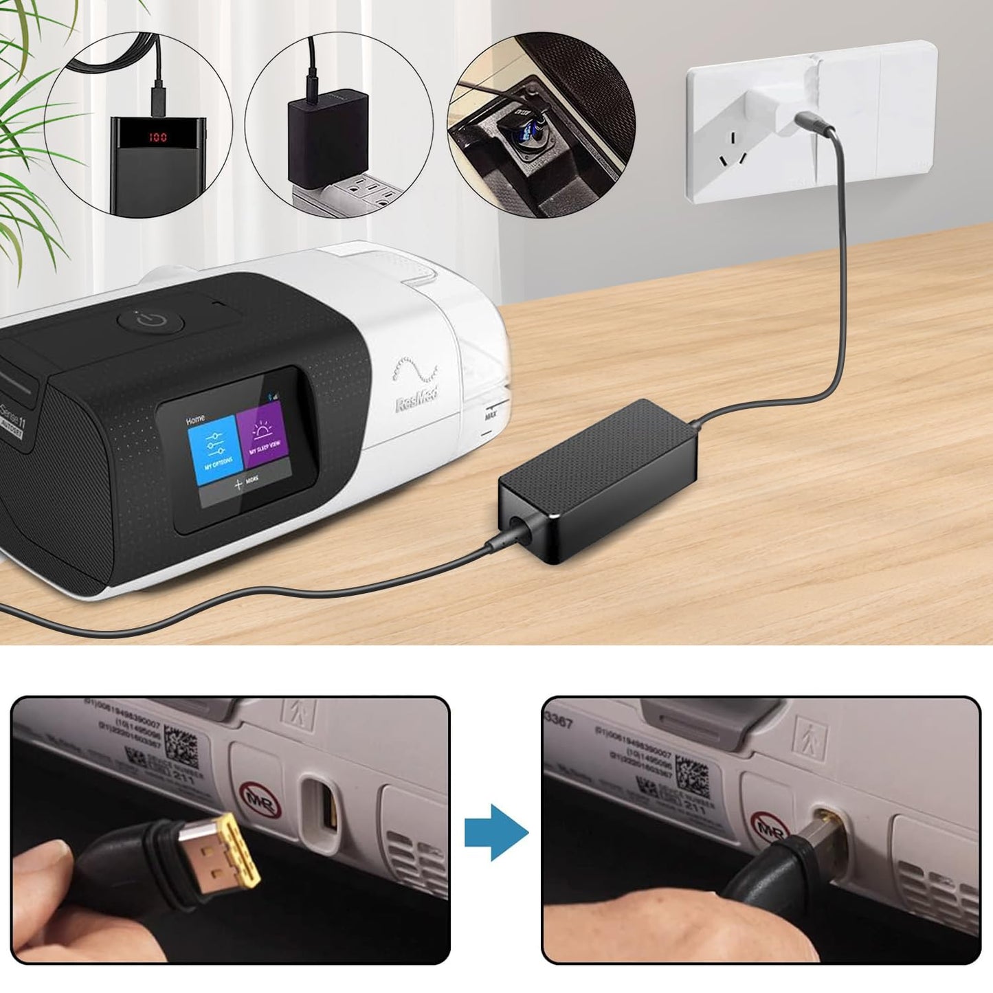 Resmed AirSense 11 DC Converter, TAIFU 20V PD USB-C DC Adapter for Resmed Airsense 11 Supplies 65W ResMed AirSense 11 AutoSet Elite CPAP Air11 39205 E1399 CPAP Machines Power Supply Cord