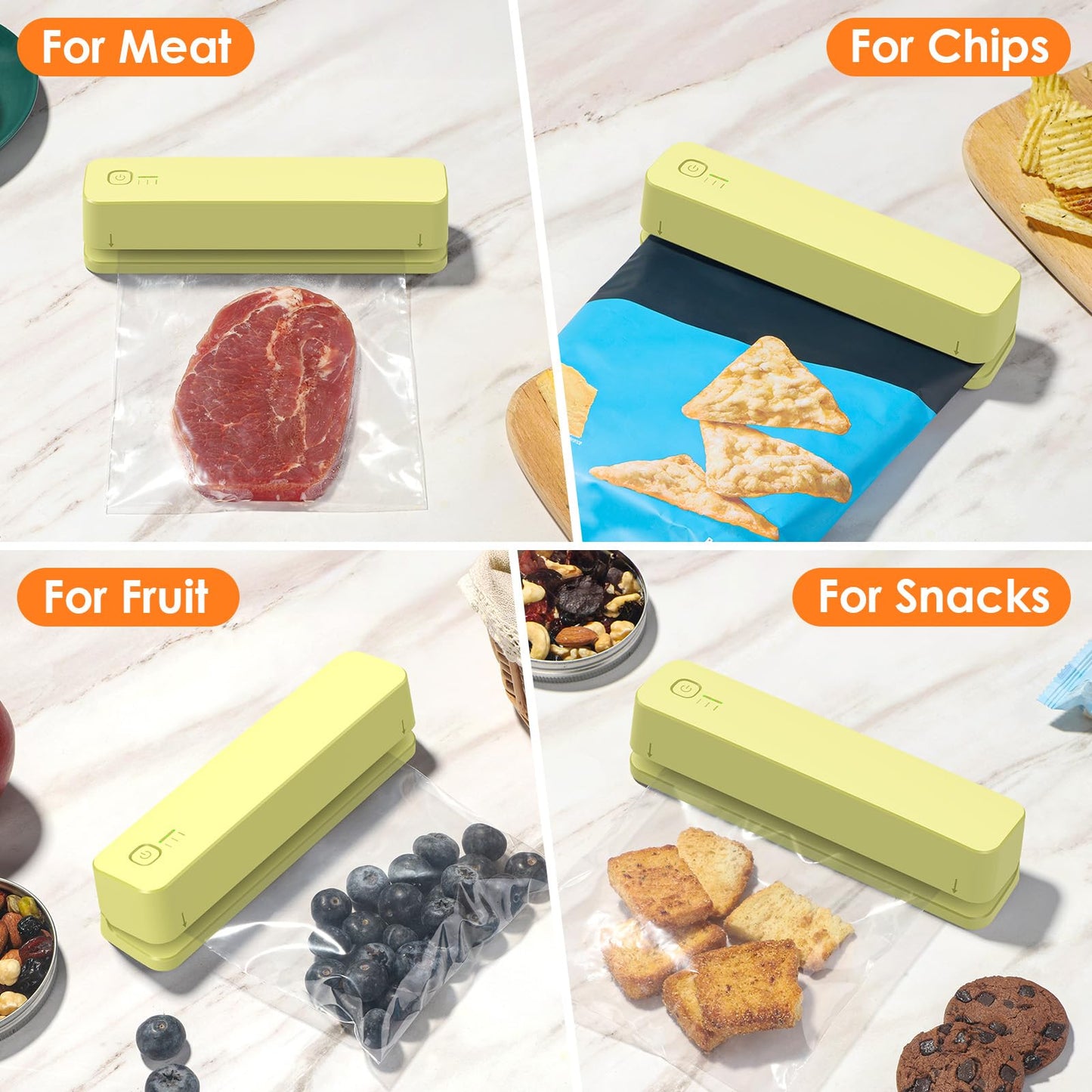 FEPPO Bag Sealer, 3000mAh Rechargeable Mini Bag Sealer with 6.2" Heating Strip, Heat Seal Portable 3 Adjustable Gears Quick Heat Sealer for Chips Snacks Candies Bags Food Storage