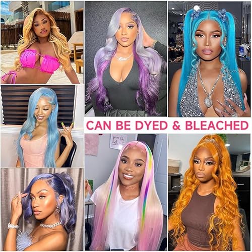 613 13x6 Lace Front Wig Human Hair 200 Density HD Body Wave Blonde Lace Front Pre Plucked Lace Frontal Wig, 24-Inch