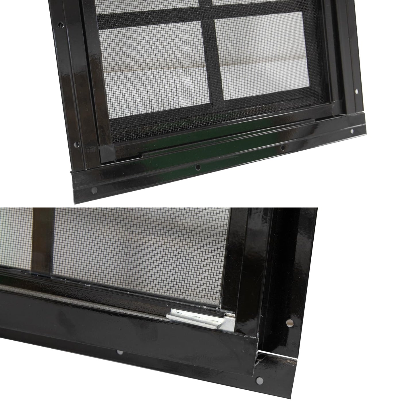 NeatiEase 2 Pack Shed Window with Black Frame, 24 x 36 Flush Mount Small Window with Tempered Glass and Fiberglass Screen for Shed, Chicken Coop, Playhouse, Household, Garage