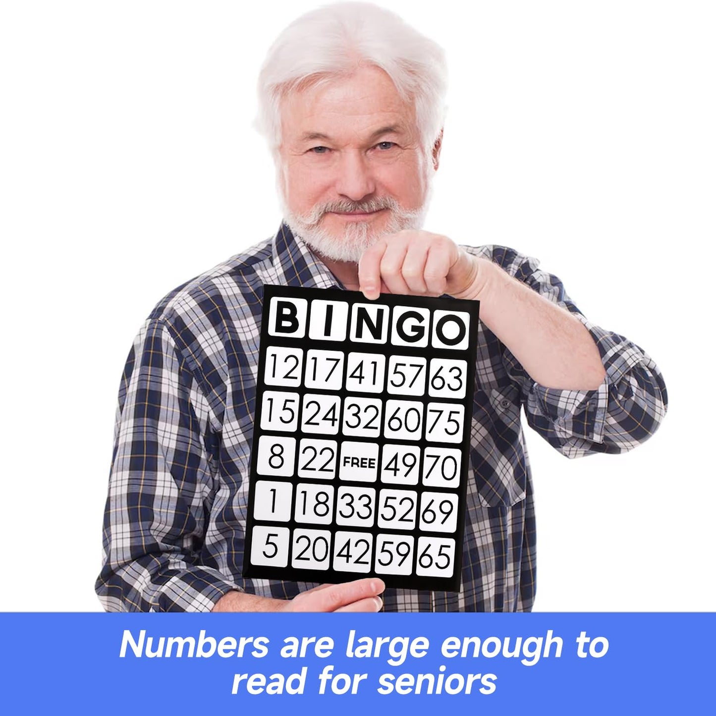GSE Games & Sports Expert 100-Pack Jumbo Bingo Game Cards with Easy Read Numbers, Reusable Paper Bingo Sheets for Large Groups, Family/Friend Parties, Game Nights