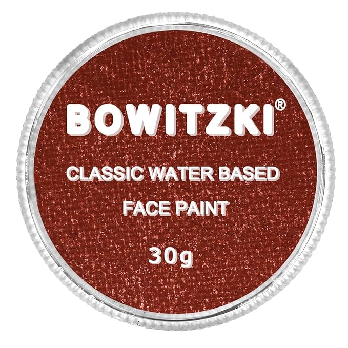 Bowitzki 30g Professional Face Paint Body Paint Water Based Face painting Makeup Safe for Kids and Adults Split Cake Single Color (Metallic Red)