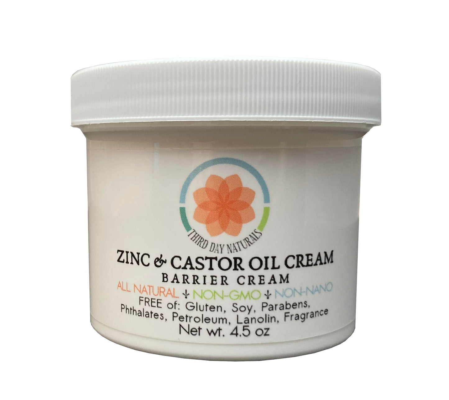 TD Naturals Zinc and Castor Oil Cream - Non-Nano and Non-Gmo Barrier Cream 4.5 oz