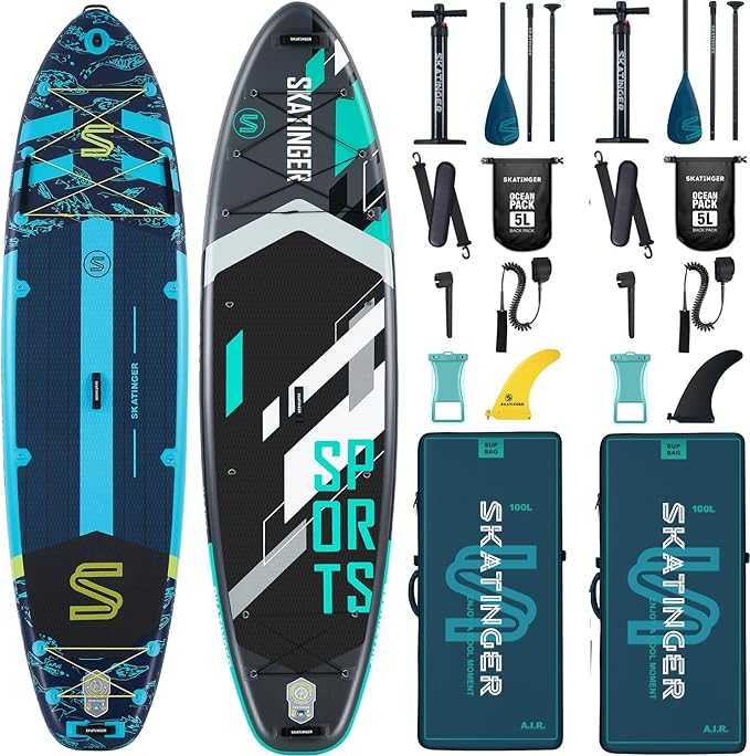 Skatinger Asiaticus & Sports｜11'6"x35" Super Wide Inflatable Stand Up Paddle Boards, All Accessories2, 100L Backpack, Shou...