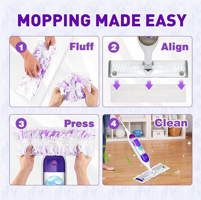 50 Pack Disposable Power Mop Pad Refills for Swiffer Power Mop, Compatible with Swiffer Power Mop Refills, Thickened Multi-Surface Replacements for Swiffer Wet Pads Refill on All Finished Floors.