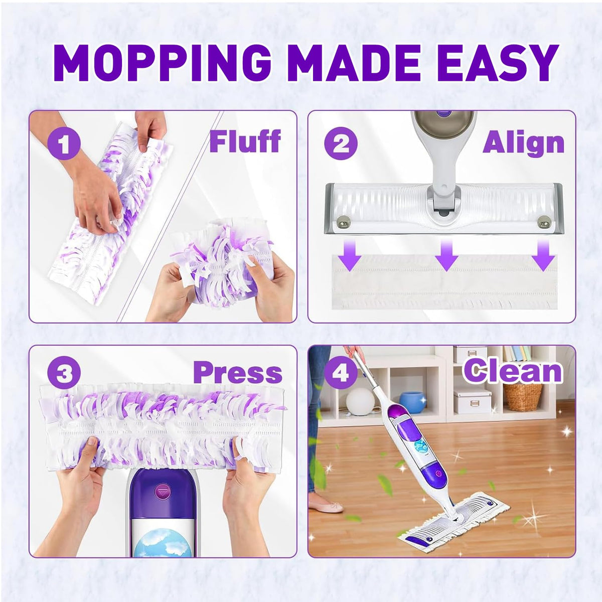 Power Mop Pads Refills for Swiffer Power Mop, Multi-Surface Mopping Pads for Swiffer Power Mop Refills, Disposable Mop Refill Pads Compatible with Swiffer Wet Pads Refill, 20 Count