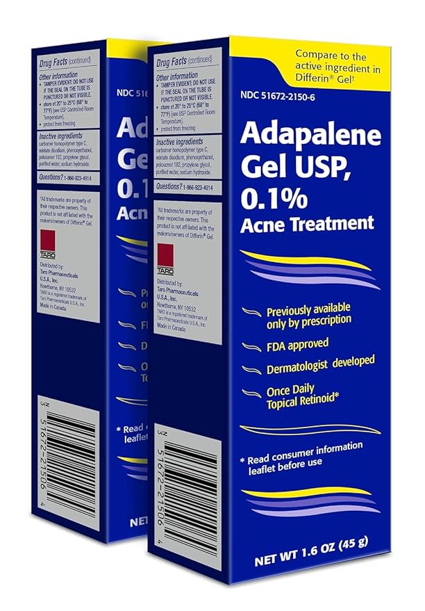 TARO Adapalene 0.1% USP Gel, Paraben Free, Retinoid Acne-Prone Facial Treatment for Sensitive Skin, Prescription Strenght (3.2)