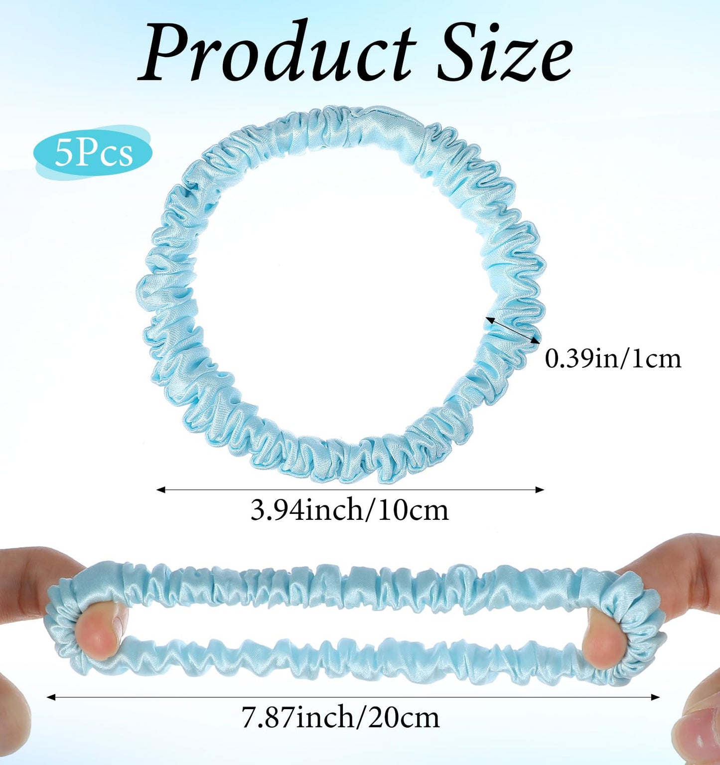 Skinny Scrunchies, 5 Pcs Thin Scrunchies, Silk Ponytail Holders for Girls, Women, Sleeping, Daily Use (Multi-colored)