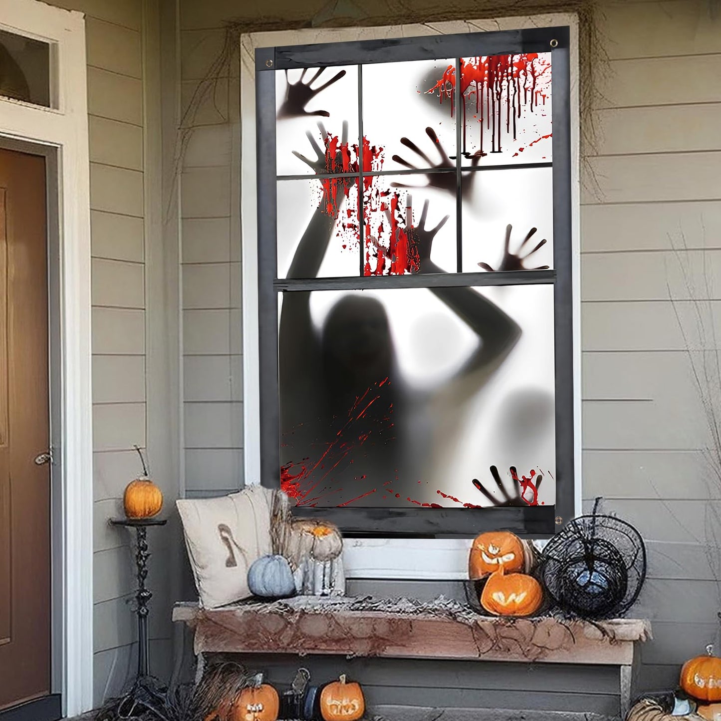 Halloween Window Decorations 31.5x47.2" Window Door Wall Cover Scary Halloween Decorations Indoor Outdoor Party Decor