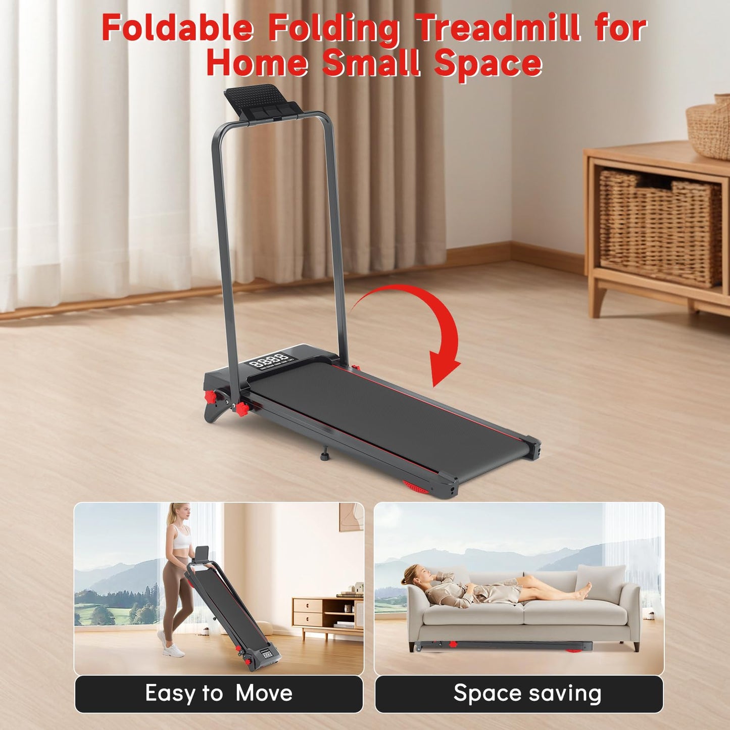 Joxir Walking Pad Treadmill with Incline, 7.5MPH Under Desk Treadmill for Home Office, 360 Lbs Capacity Portable Treadmills with Remote Control, Led Display