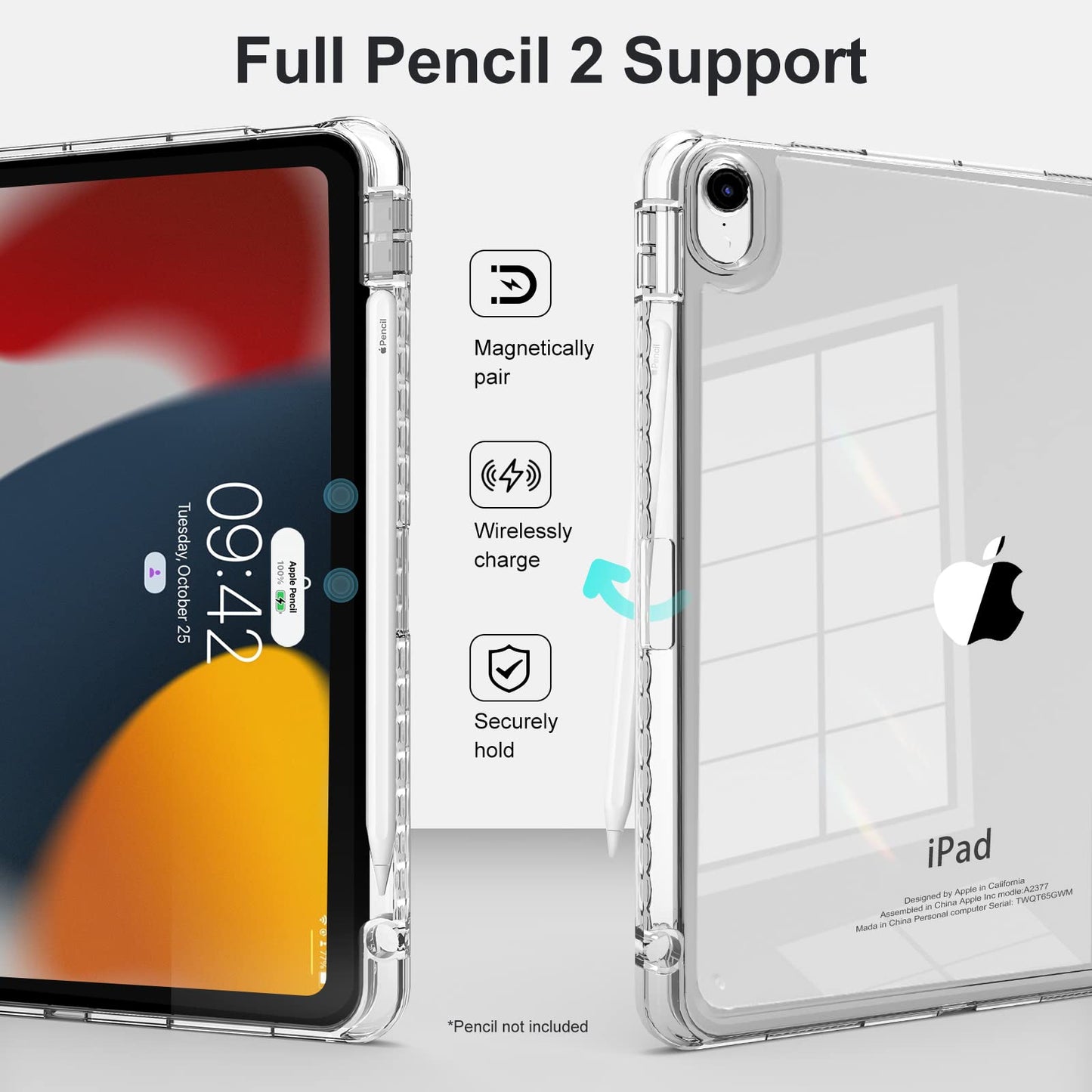 Mygroo For Ipad Air 11Inch Generation Case 2024/2025 M3/2 With Pencil Holder, Air5Th Generation Case, Slim Smart Cover With Clea