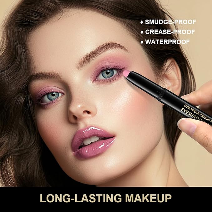 CHIFURE Eyeshadow Stick, Shimmer and Matte Cream Eye Shadow Brightener Sticks Eyeliner Pencil Crayon, Waterproof Long Lasting Eye Highlighter Stick Makeup,0.056 Oz(#10-Cornflower)