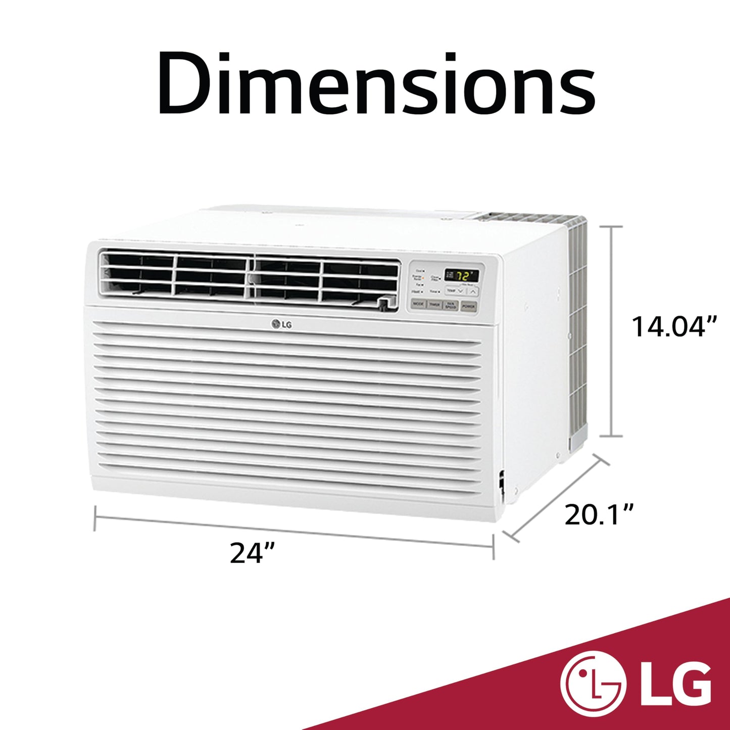 Lg 9,800 Btu Through-The-Wall Air Conditioner, Cools 450 Sq.Ft. (18 X 25 Room Size), Electronic Control With Remote, 2 Cooling