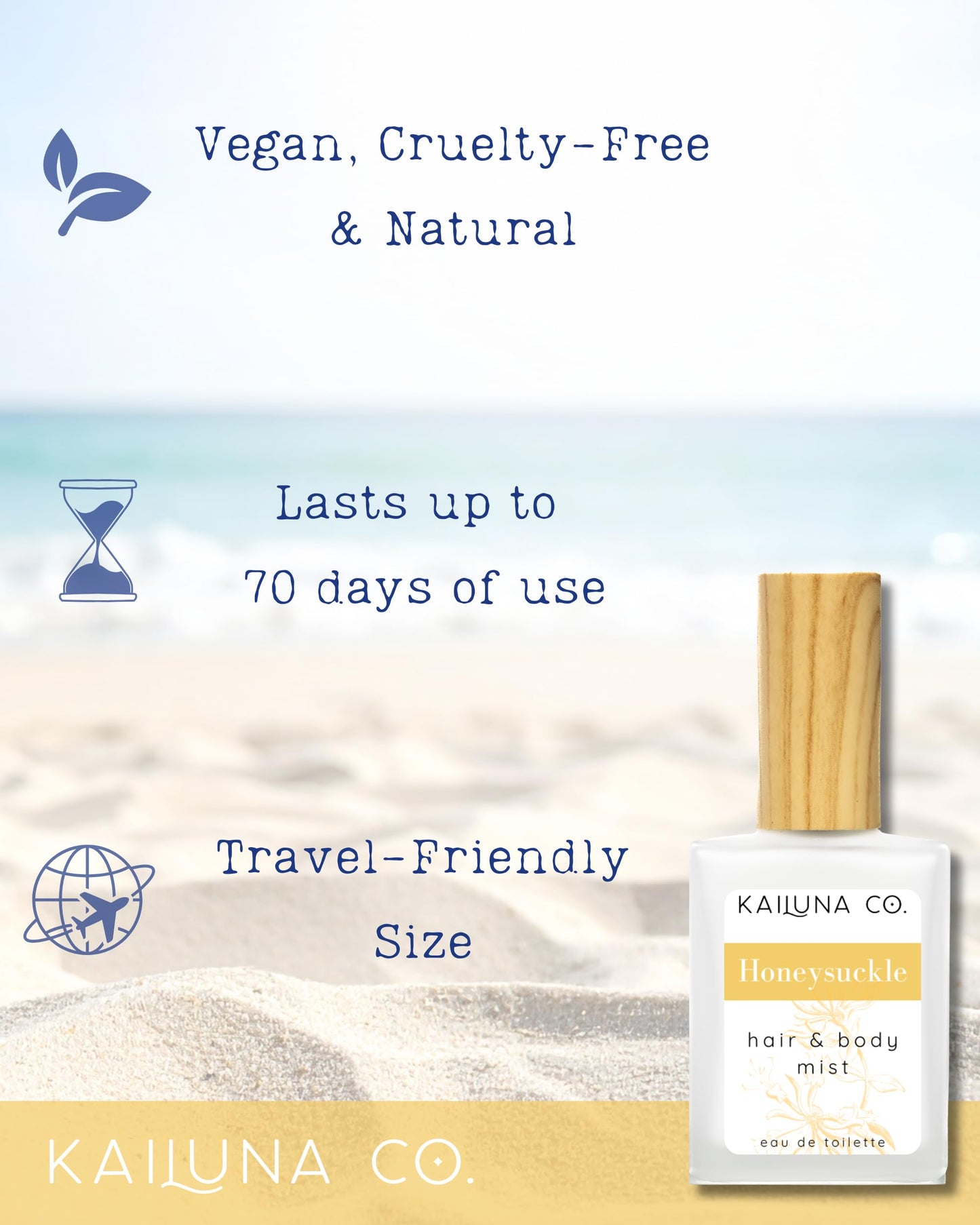 Kailuna Co. Honeysuckle Natural Hair & Body Mist Spray, Pure Essential and Fragrance Oils, Alcohol-Free, Handmade in California, 0.5Fl Oz