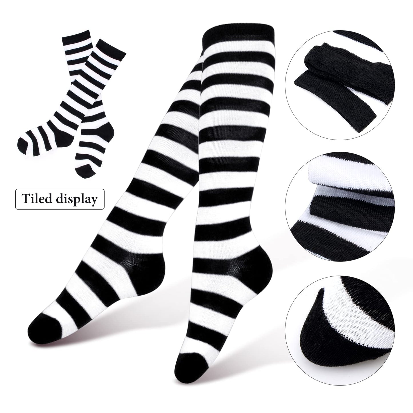 Keymall Kids Mime Artist Costume Accessories with French Beret Hat Suspender Scarf Gloves Face Paint Striped Socks for Halloween Carnival Dress Up Costume