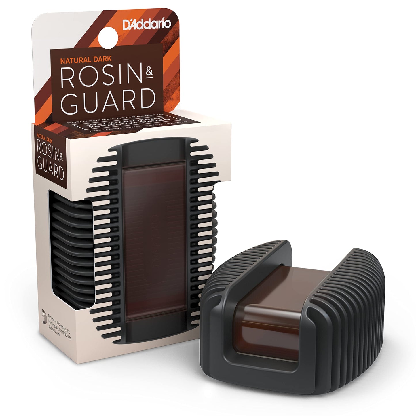DAddario Violin Rosin Guard with Dark Rosin - Rosin for Violin, Cello, Viola, Double Bass - Shock Absorbent - Magnetic Attachme
