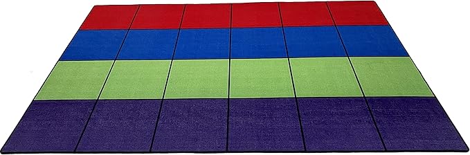 KIDCARPET.COM Blocks Seating Classroom Rug Multi with 24 Squares, 7'6" x 12' Rectangle, Educational Classroom Rug, Kids Learning Play Mat | Area Rug for Bedroom or Playroom