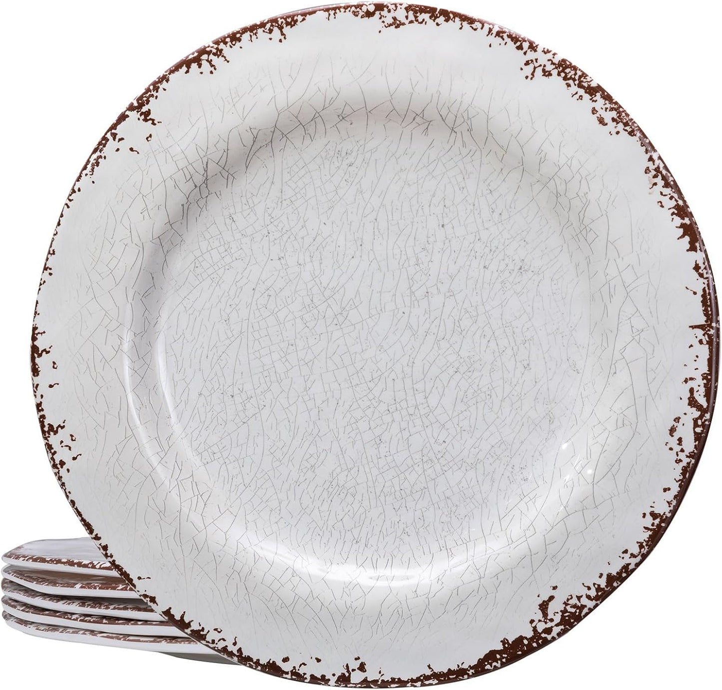 LEHAHA 6 Piece White Dinner Plate Set, 11” Durable Melamine Plates, 6 Piece Camper RV Dishes Set for Formal and casual dining, Lightweight and Chip Resistant, Dishwasher Safe